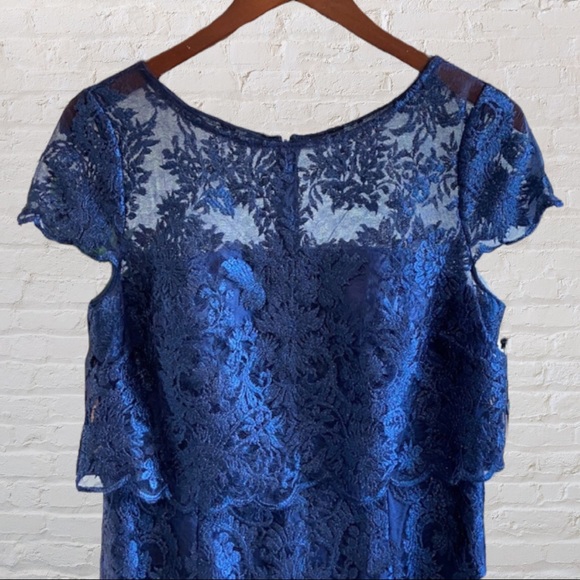 Adrianna Papell Metallic Lace Column Gown - Picture 5 of 7